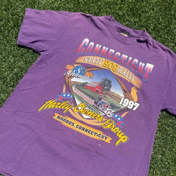 VTG ‘97 Harley Davidson Hog Rally Purple Shirt - Picture 3 of 7